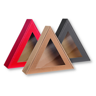 Dreiecksverpackung mit Sichtfenster, versch. Farben